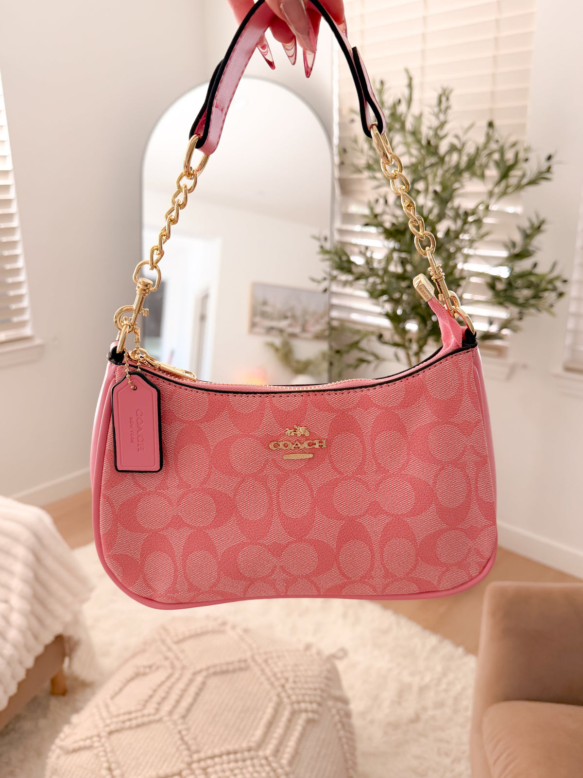 Coach Pink & Gold Bag